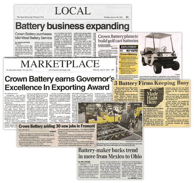 Crown Battery Newspaper Clippings