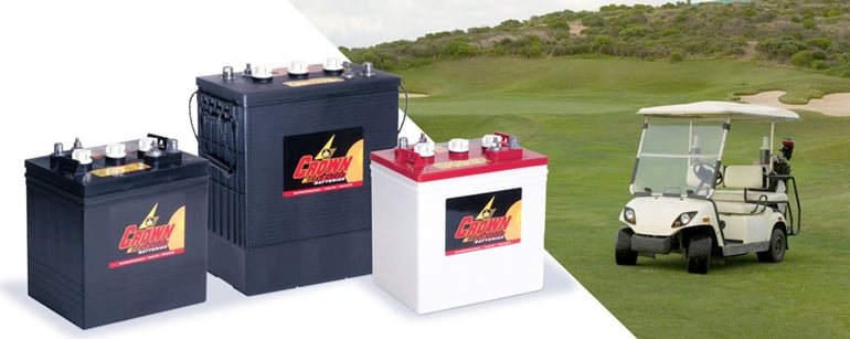 Tres tipos de baterías de ciclo profundo y carrito de golf