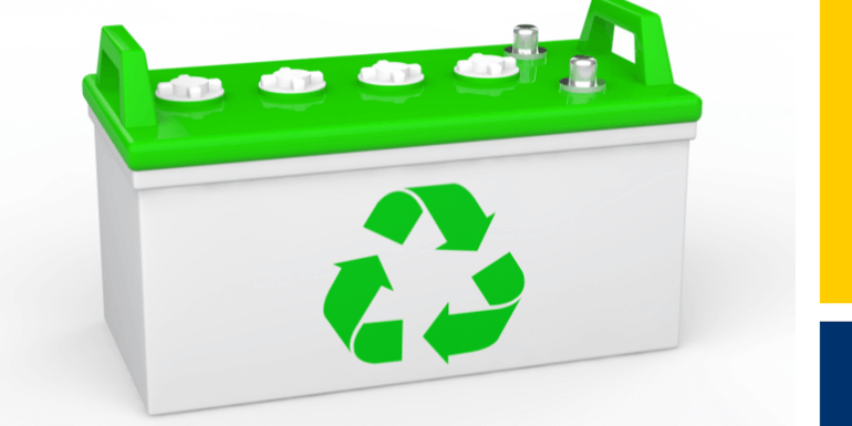 battery with recycling logo 
